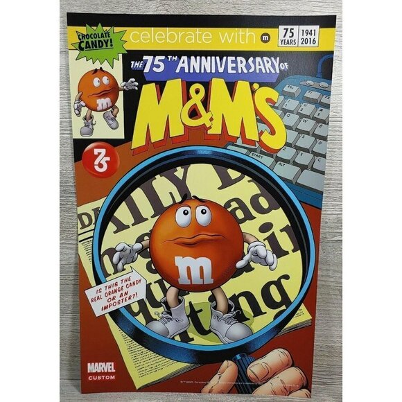 Marvel Custom The 75th Anniversary Of M&Ms 2016 Chocolate Candy Wall Poster - Picture 1 of 5